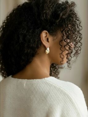 Vintage Monet Elegant Gold & White Double Drop Earrings